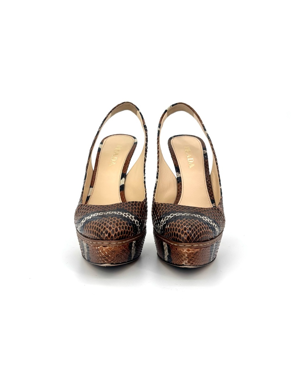 Prada SS 2009 Snakeskin Platform Slingback High Heel Pumps 36.5 - Picture 3 of 10